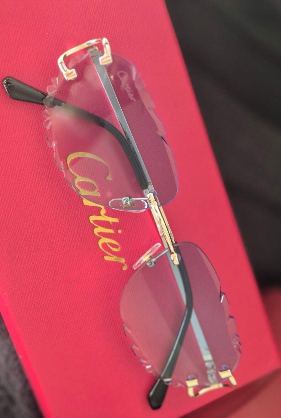 Cartier Rimless Sunglasses with Blue Gradient Lenses